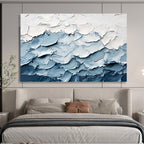 Textured Blue and White Waves with Thick Impasto Abstract Painting ABS364