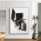 Black - White Abstract Composition Painting with Bold Simplicity WINK353