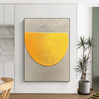 Yellow Semi - circle Bold Abstract Painting for Vibrant Interiors GAB1504