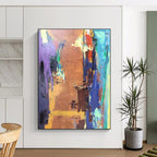 Vibrant Color Block Abstract Painting for Fashion Boutique Showrooms HENG036