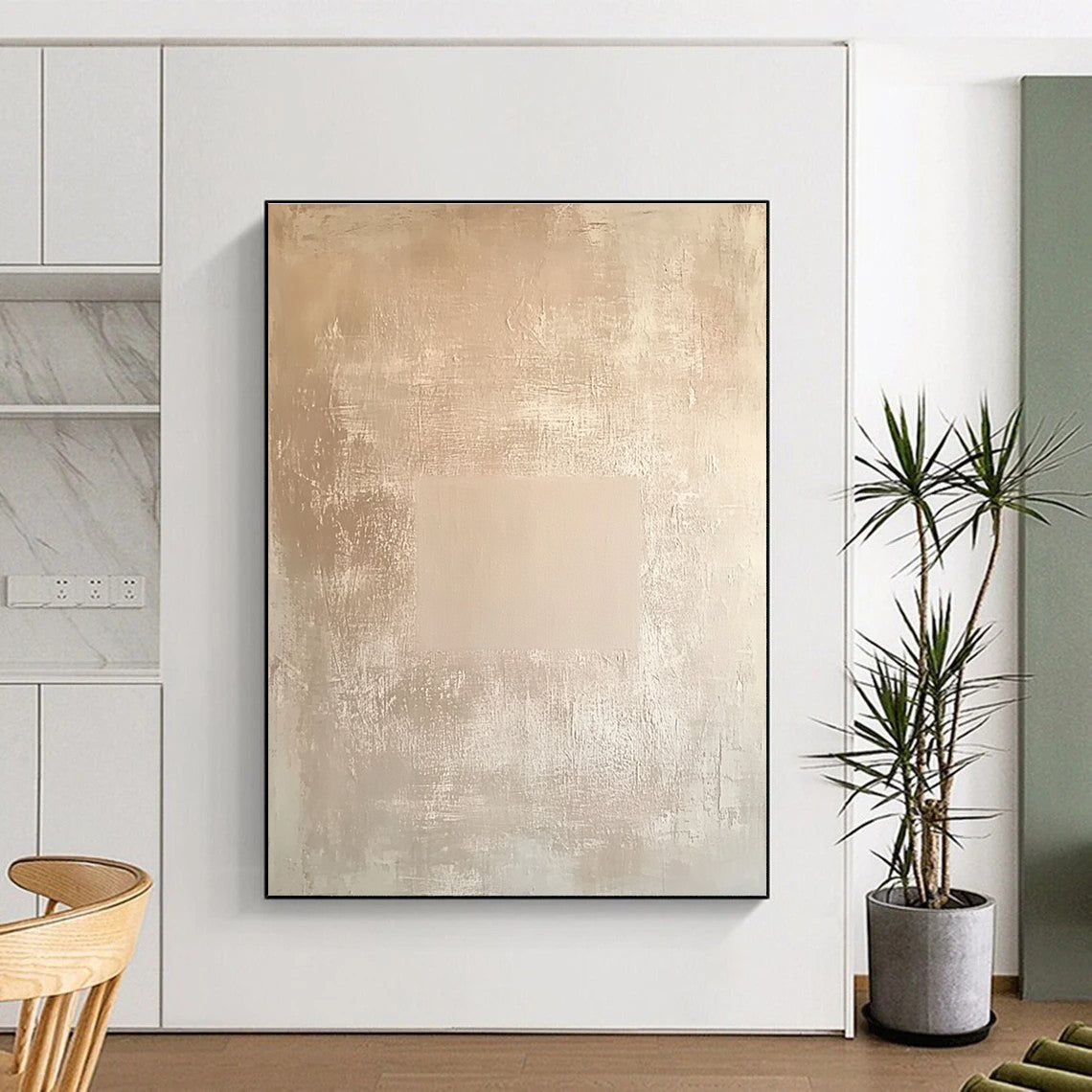 Beige Textured Minimalism Abstract Painting with Subtle Sophistication WINK085