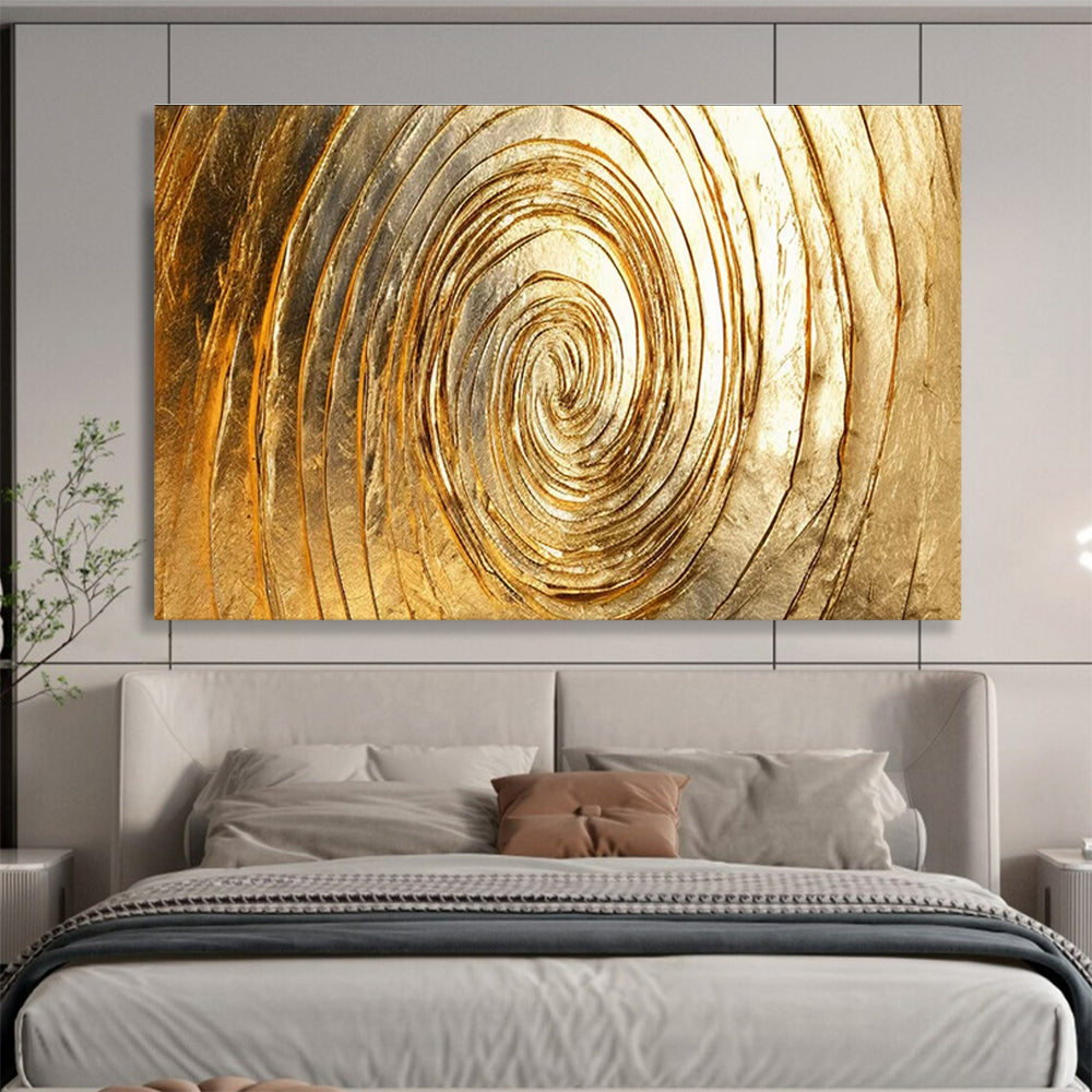 Golden Spiral Abstract Painting for Luxury Home Decor YHT167