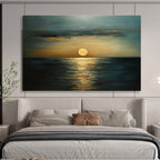 Golden Sunset Over Ocean Abstract Painting with Serene Ambiance ABS571