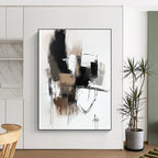 Monochrome Geometric Abstract Painting for Corporate Reception Areas GAB1236