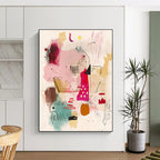 Whimsical Shape Collage Abstract Painting with Childlike Wonder WINK204