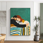 Cozy Family and Cats Painting with Heartwarming Charm GAB0106