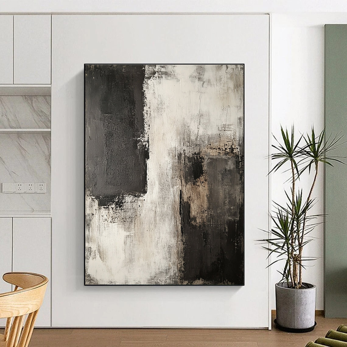 Black - White - Gray Abstract Painting with Timeless Elegance WINK426