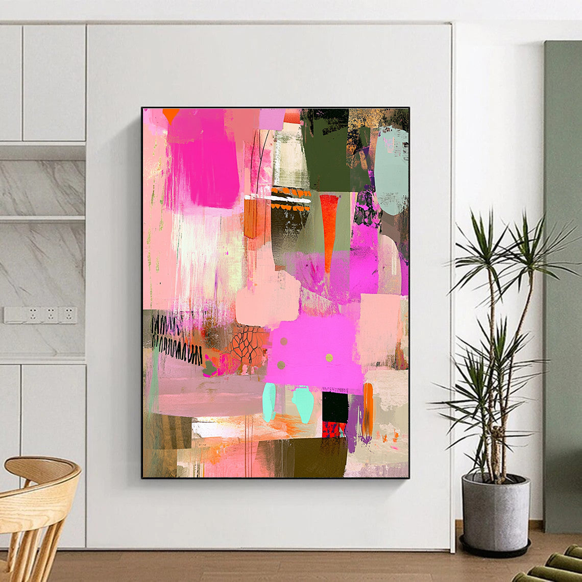Colorful Collage Abstract Painting for Bohemian - Styled Cafes GAB1013