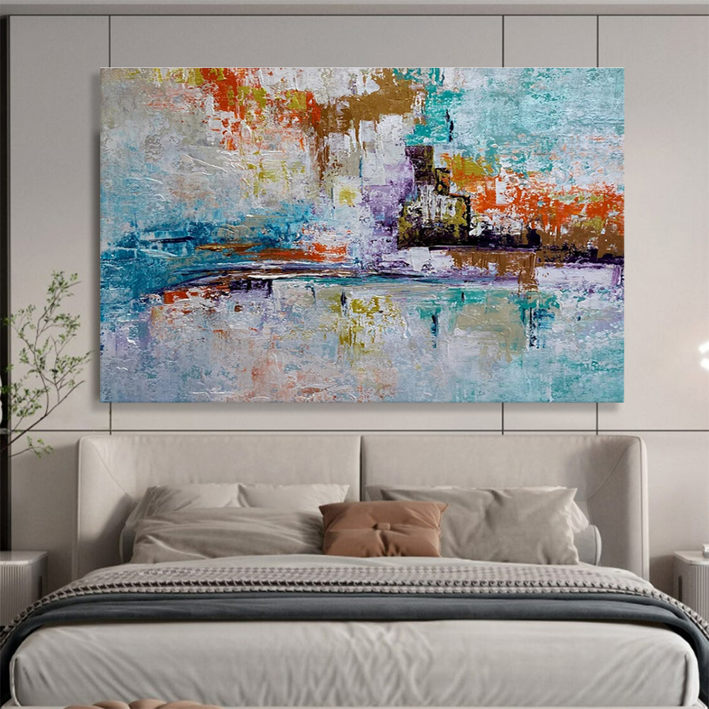 Colorful Abstract Cityscape Painting for Urban Art Galleries YHT368