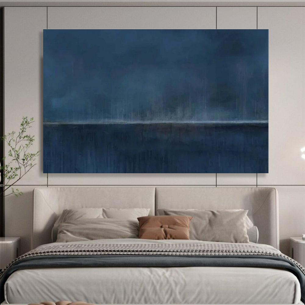 Dark Rainy Sea Abstract Painting for Nautical - Themed Home Theaters YHT272