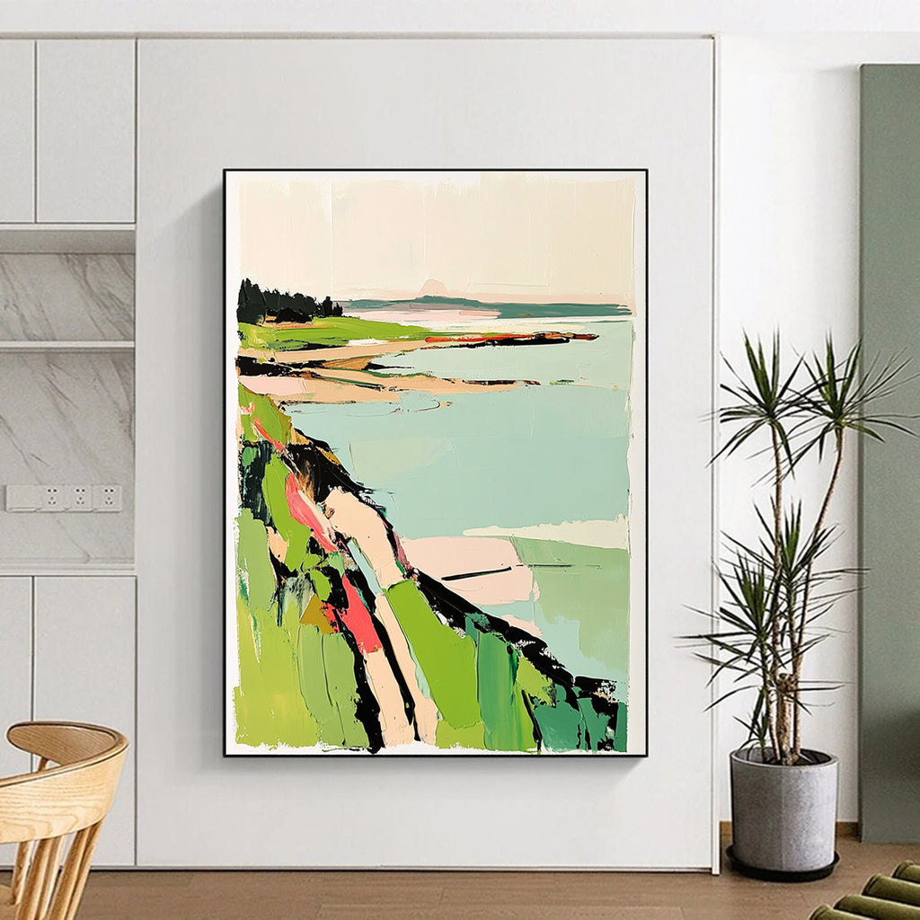 Coastal Landscape Abstract Painting for Bohemian - Style Beach Houses GAB1336