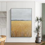 Golden Wheat Field Landscape Abstract Painting of Harvest Serenity GAB0170