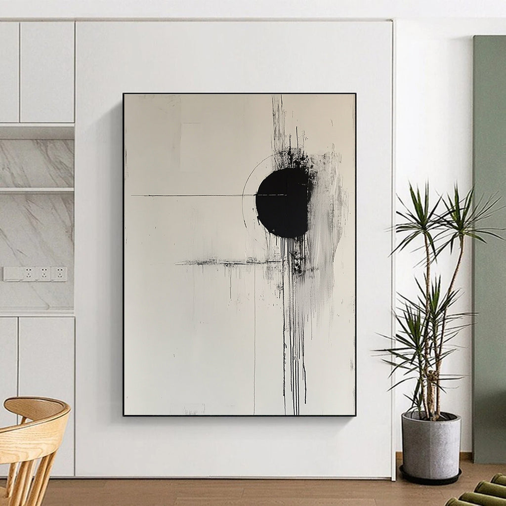 Black and White Minimalist Abstract Painting for Contemporary Art Spaces GAB1048