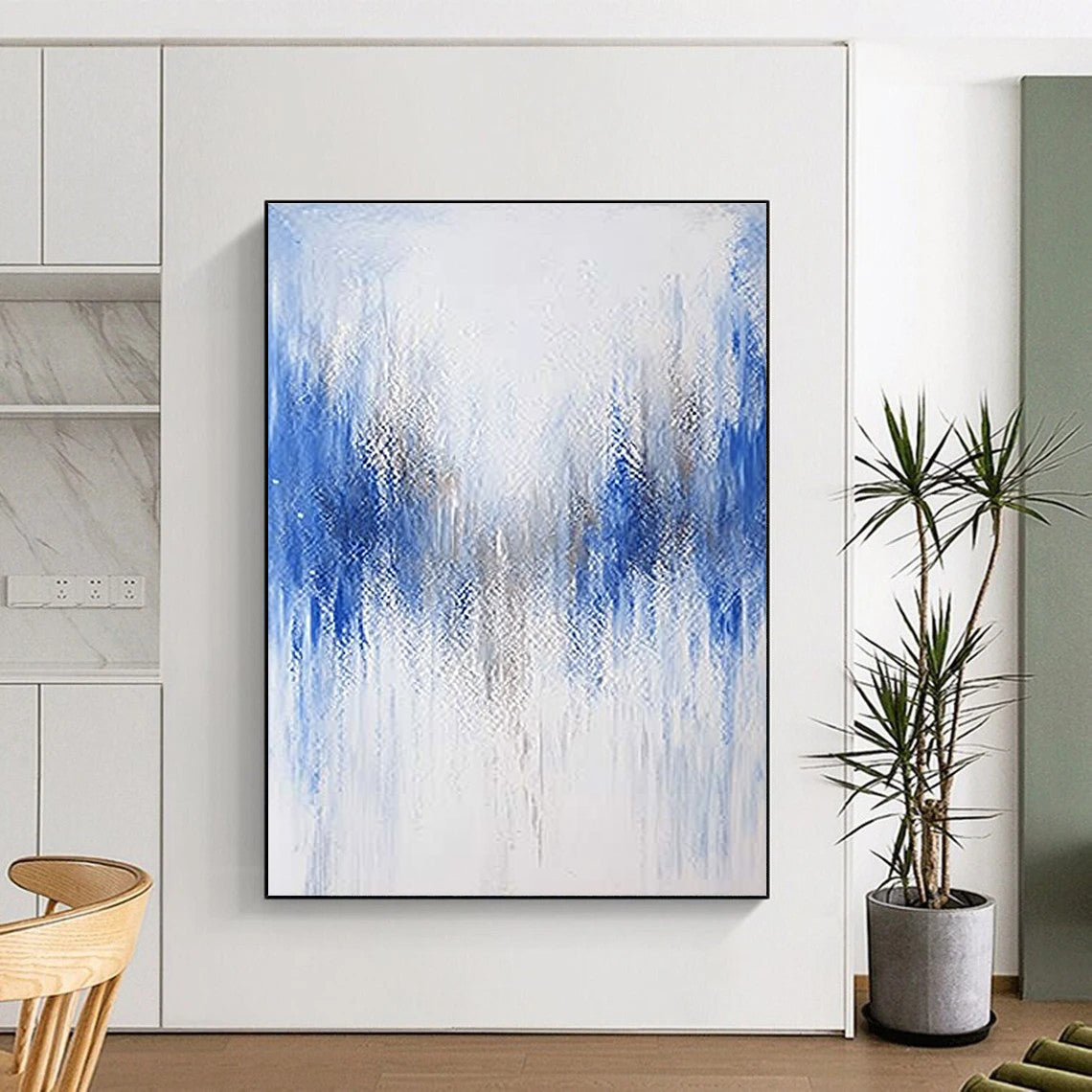 Blue - Silver Abstract Symmetry Painting with Balanced Grace WINK392
