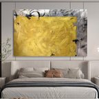 Bold Yellow Block Abstract Painting for High - Energy Spaces YHT153