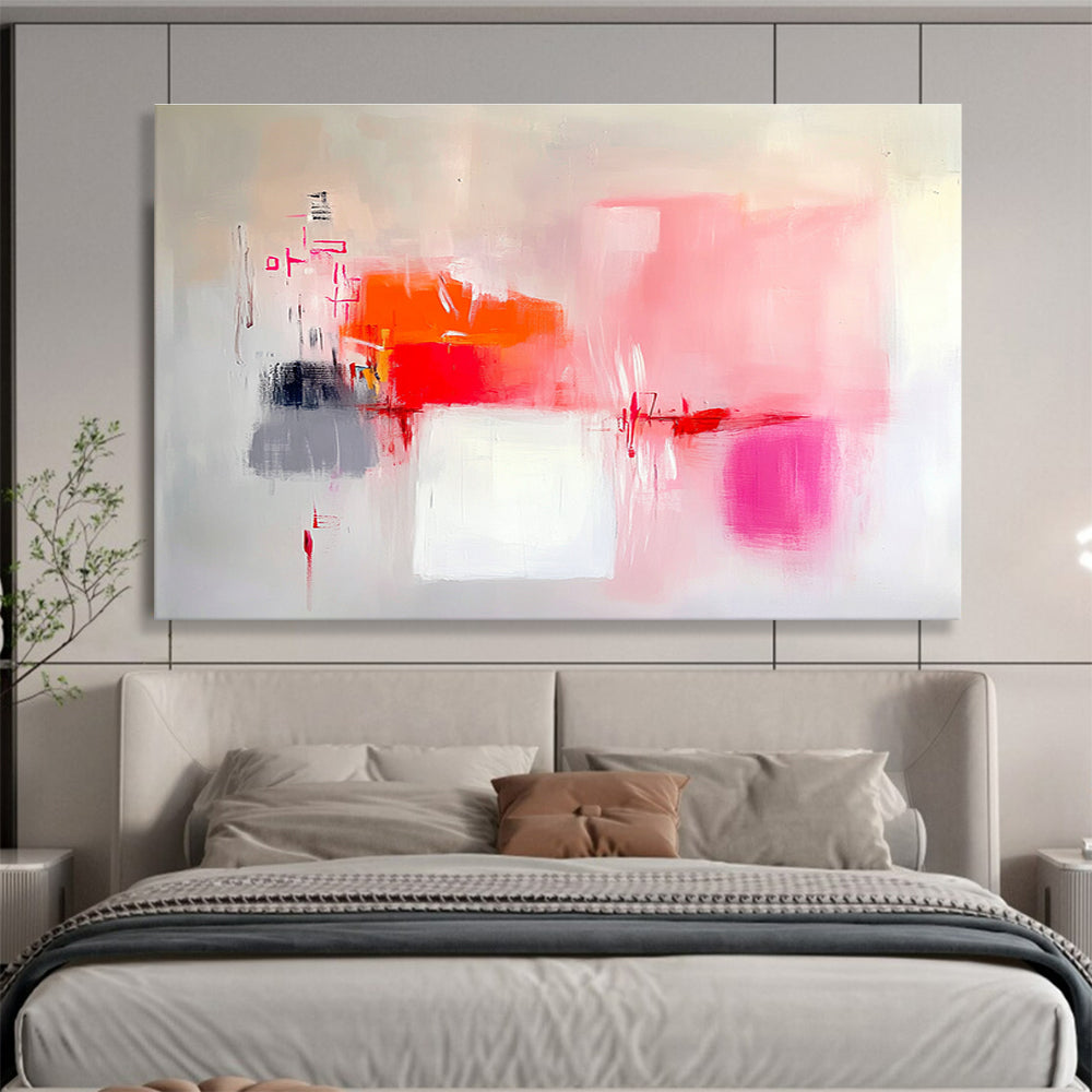 Pink - Orange Tones Abstract Painting with Expressive Brushstrokes ABS401