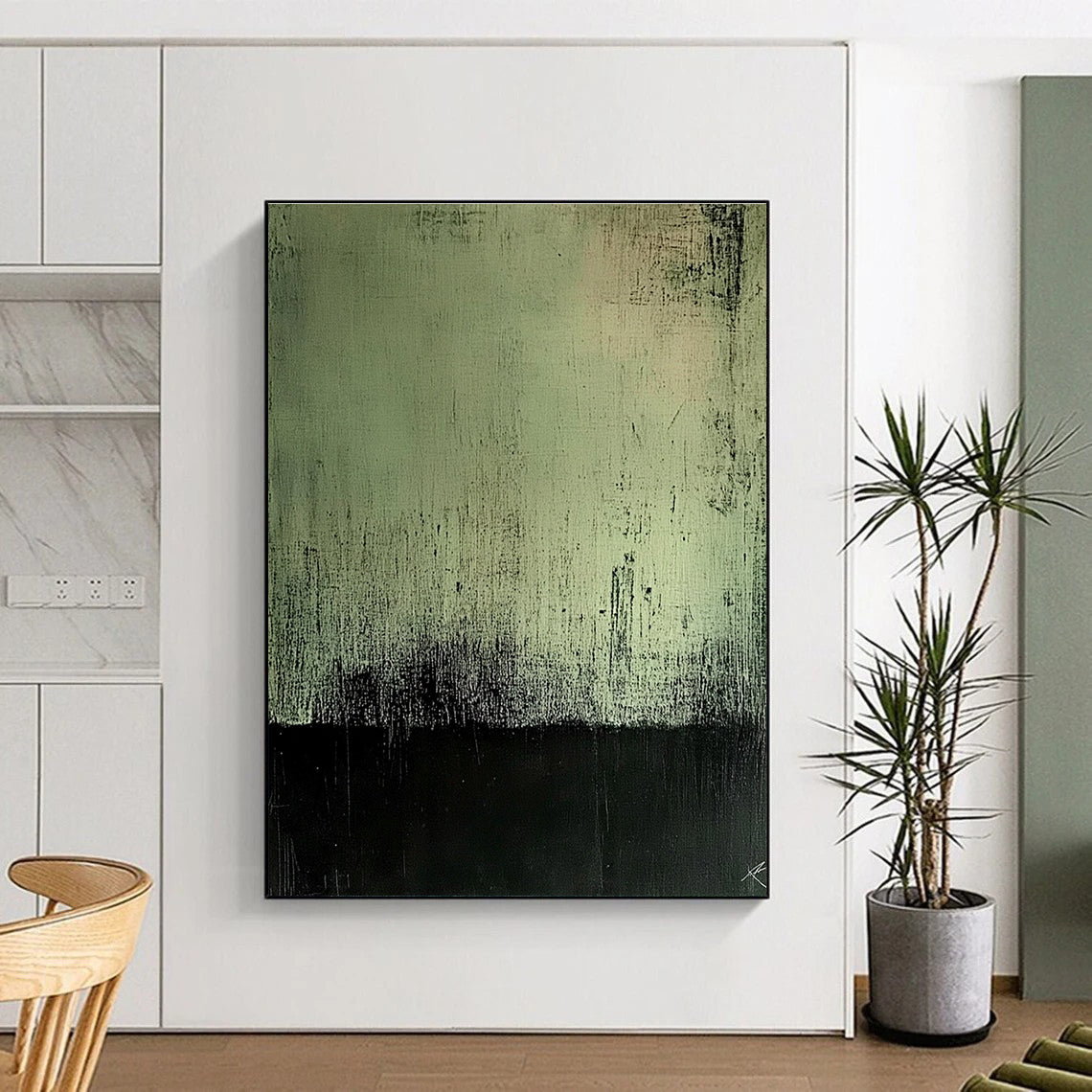 Green - Black Abstract Painting for Industrial - Style Lofts GAB0866