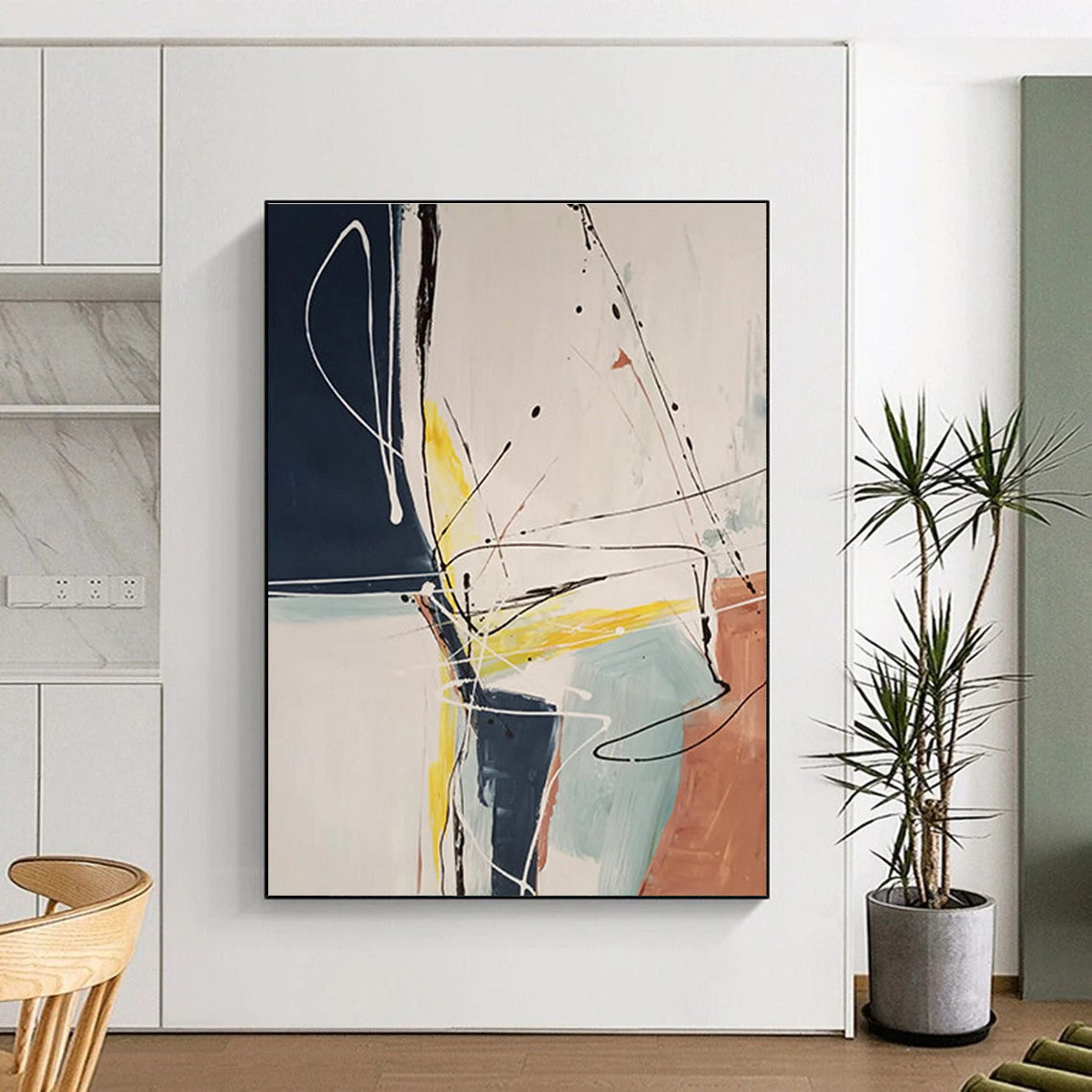 Energetic Line and Color Abstract Painting for Advertising Agency Meeting Rooms HENG037