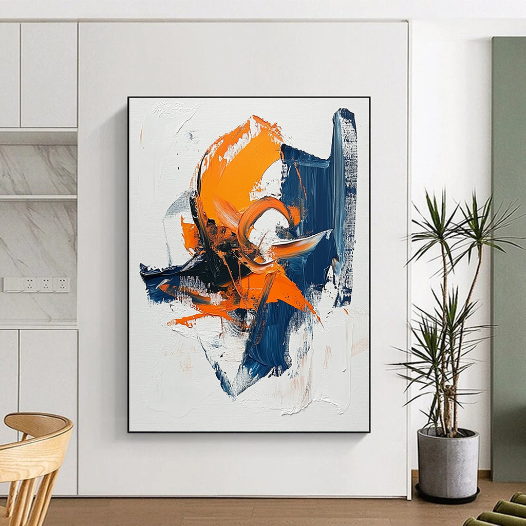 Orange - Blue Abstract Swirls Painting with Vibrant Dynamics WINK445