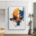Orange - Blue Abstract Swirls Painting with Vibrant Dynamics WINK445