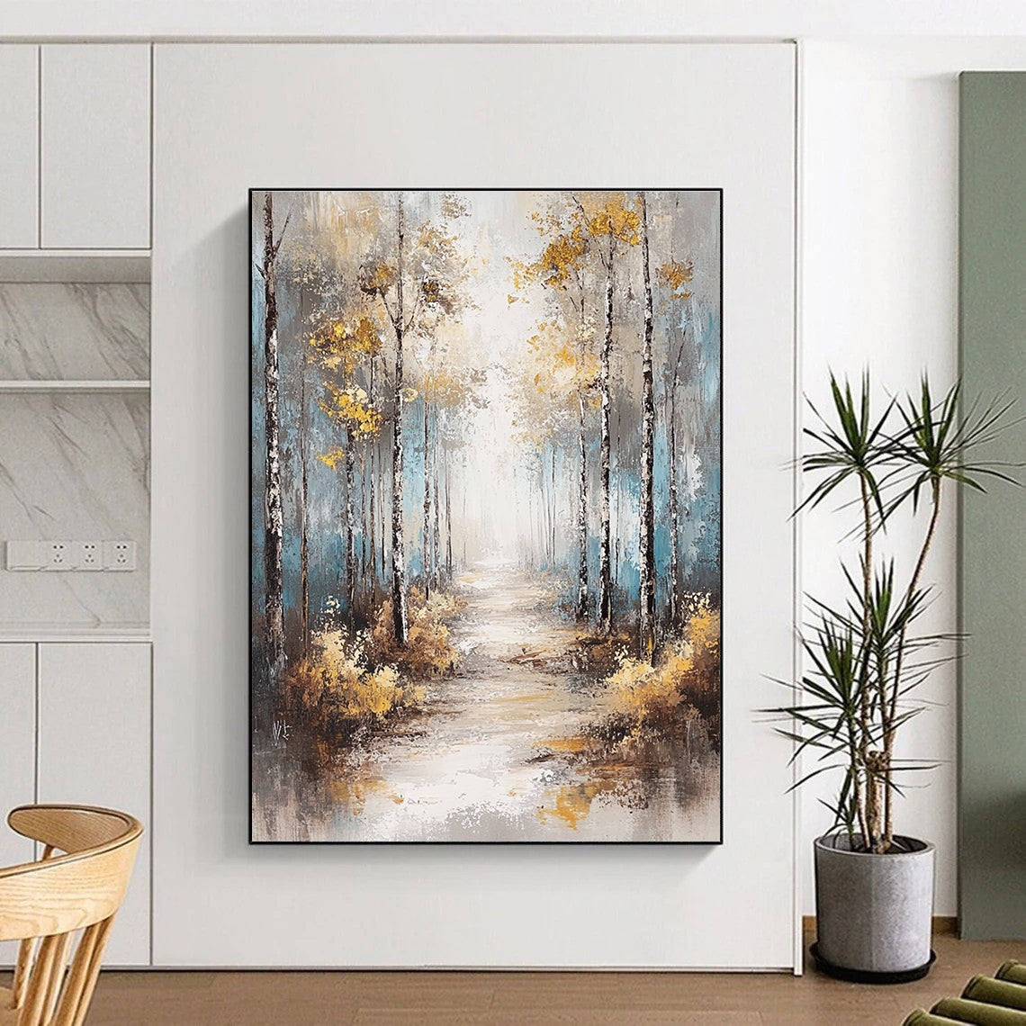 Golden Forest Path - Enchanted Landscape Abstract Painting GAB0500
