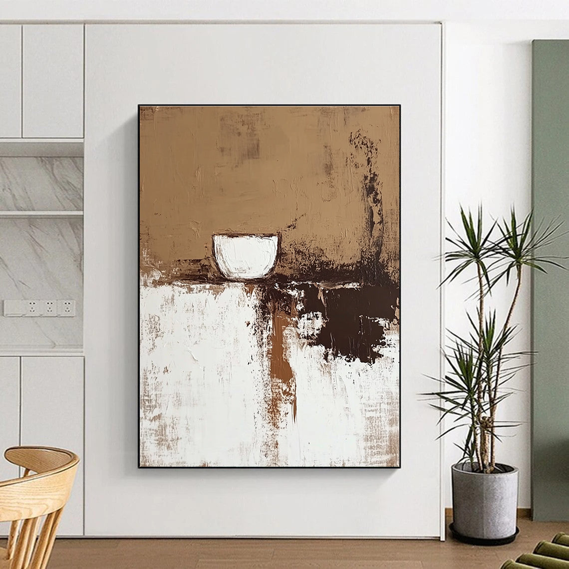 Abstract Cup and Textures Abstract Painting in Earth Tones GAB0047