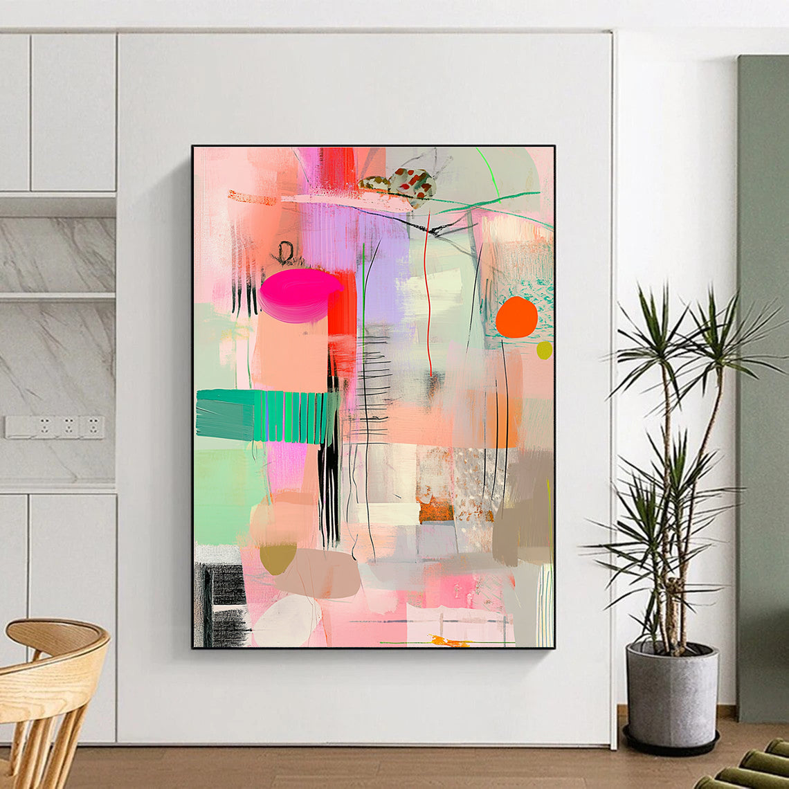 Colorful Abstract with Lines Abstract Painting with Dynamic Rhythm WINK277