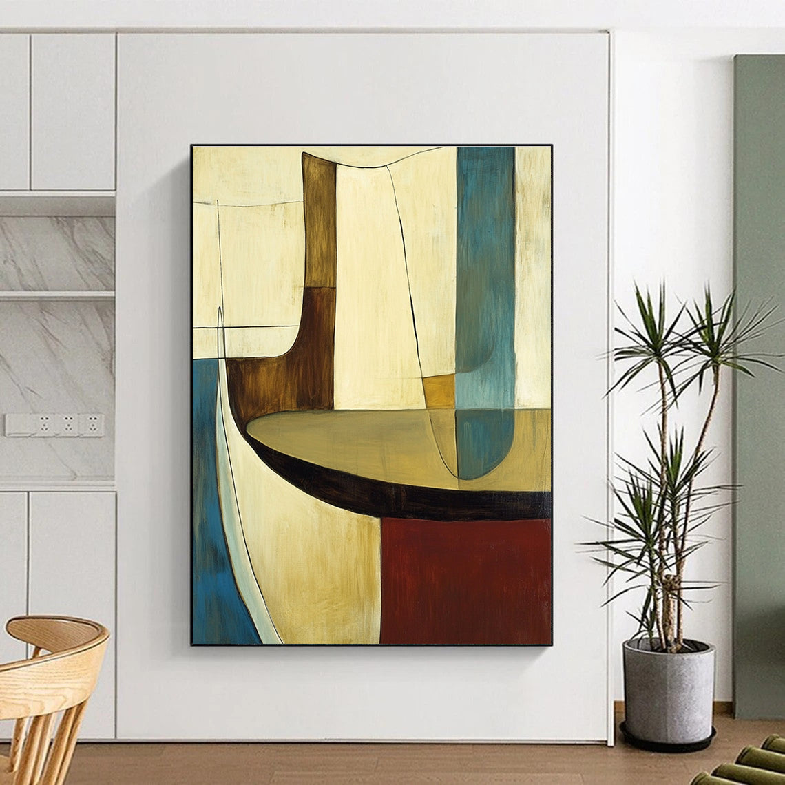 Neutral Toned Abstract Shapes Painting for Contemporary Office Spaces GAB1157