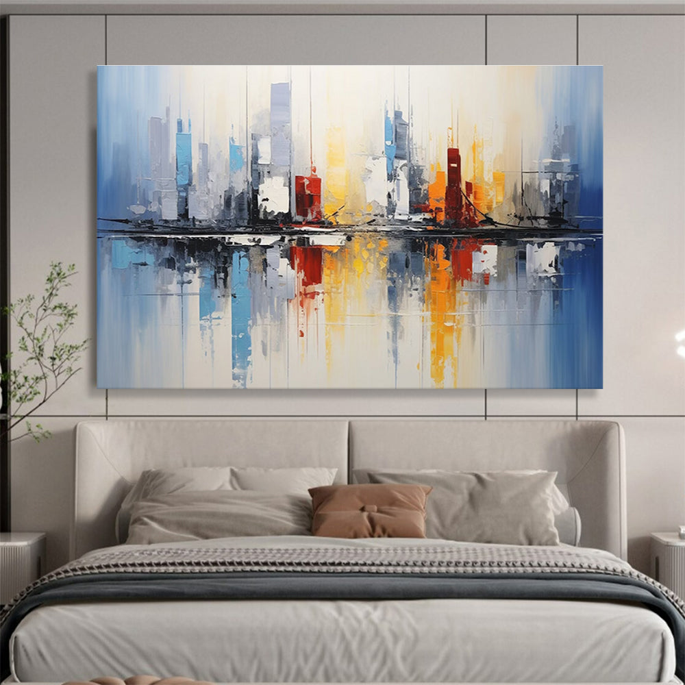 City Reflection Abstract Painting for Modern Office Spaces YHT170