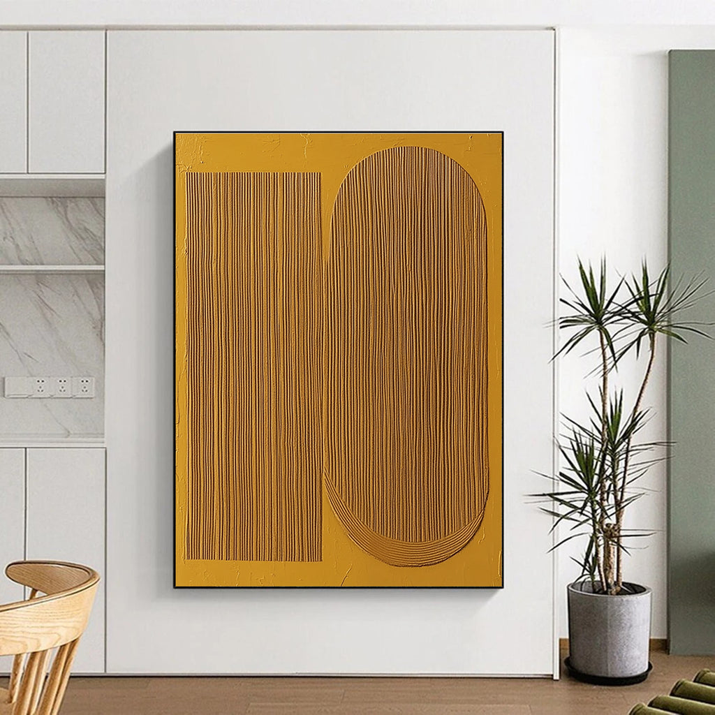 Yellow Geometric Textured Abstract Painting with Sunny Discipline WINK309
