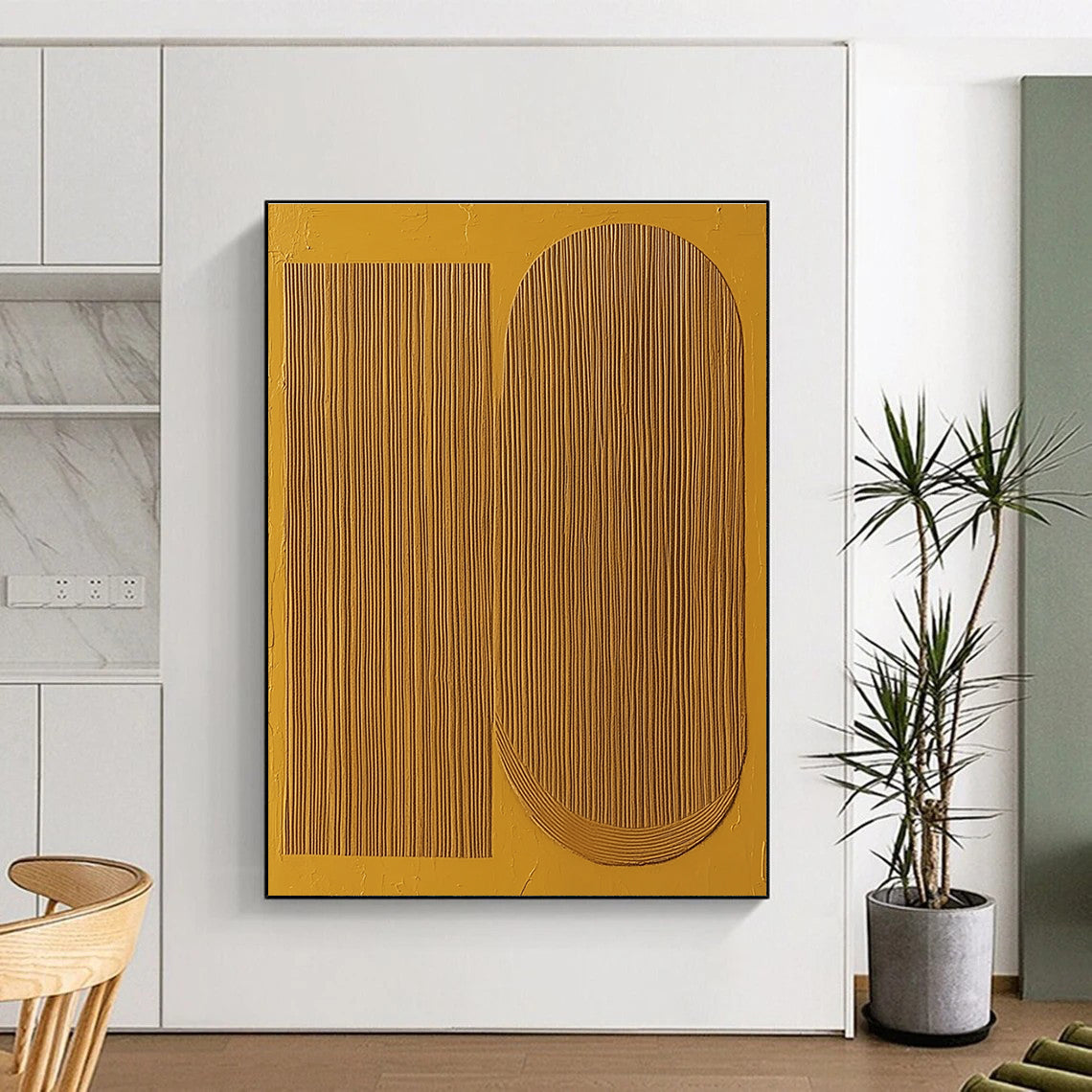 Yellow Geometric Textured Abstract Painting with Sunny Discipline WINK309