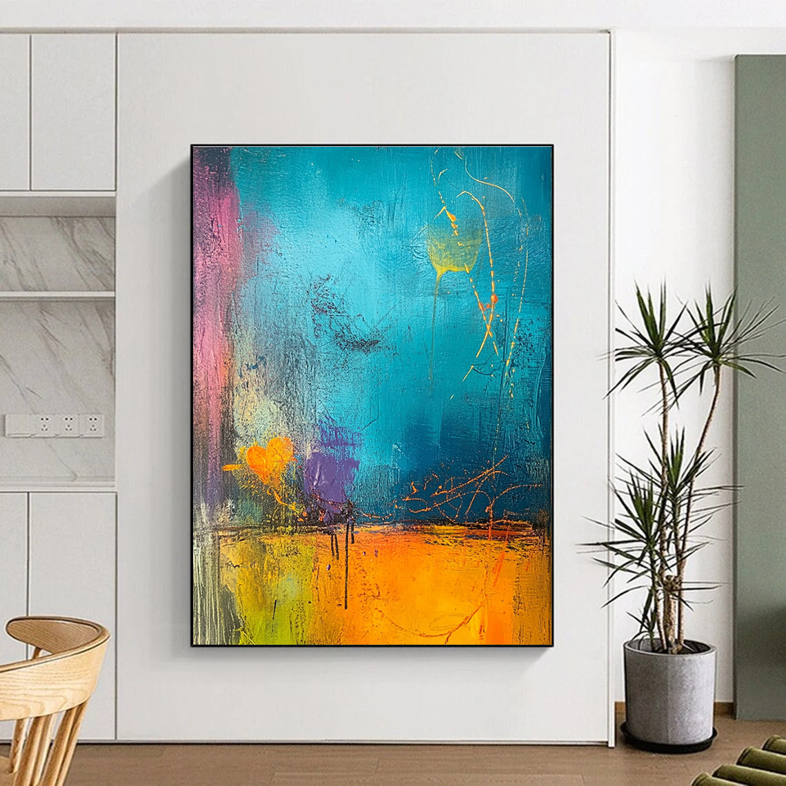Vibrant Color - Blocked Abstract Painting for Creative Studios GAB0872