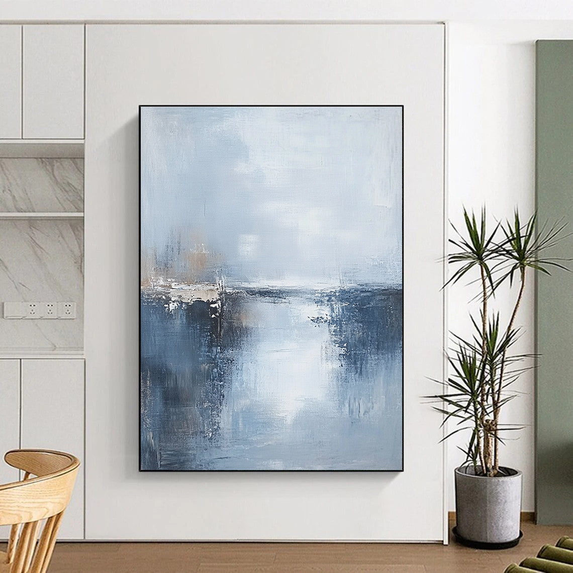 Light Blue Abstract Landscape Painting for Serene Spaces GAB0730