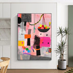 Pink and Colorful Abstract Shapes Painting of Lively Creativity GAB0098