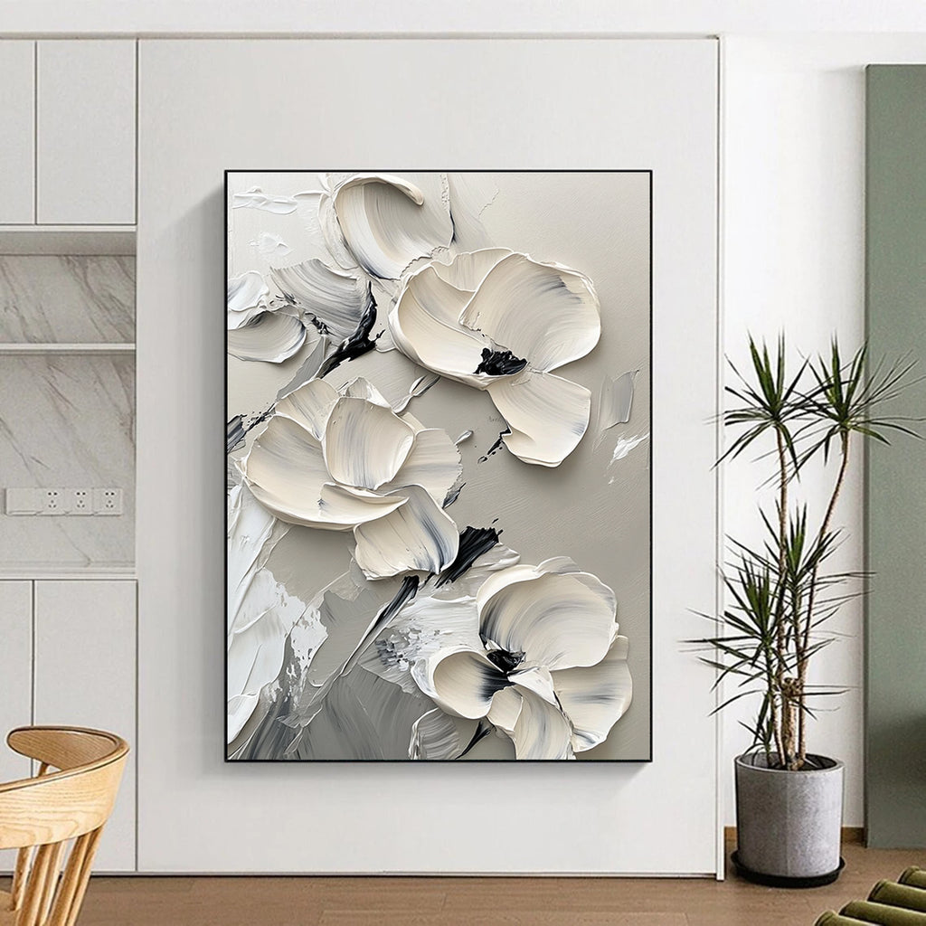 Multi - Flower Relief Abstract Painting for Botanical - Themed Studios GAB1004