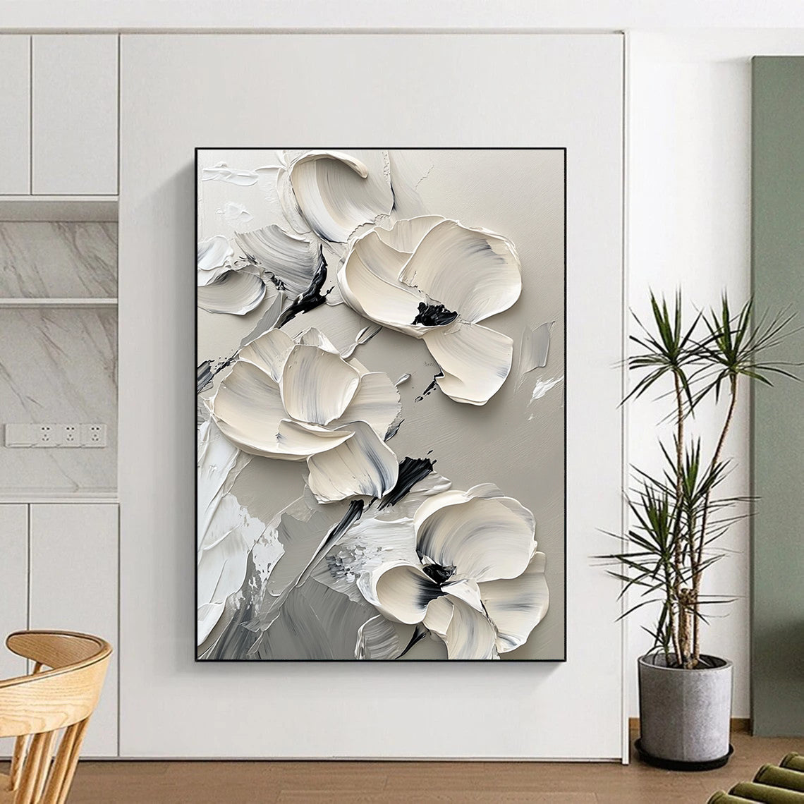 Multi - Flower Relief Abstract Painting for Botanical - Themed Studios GAB1004