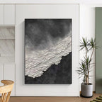 Black and White Textured Abstract Painting for Monochrome - Lover Spaces HENG339
