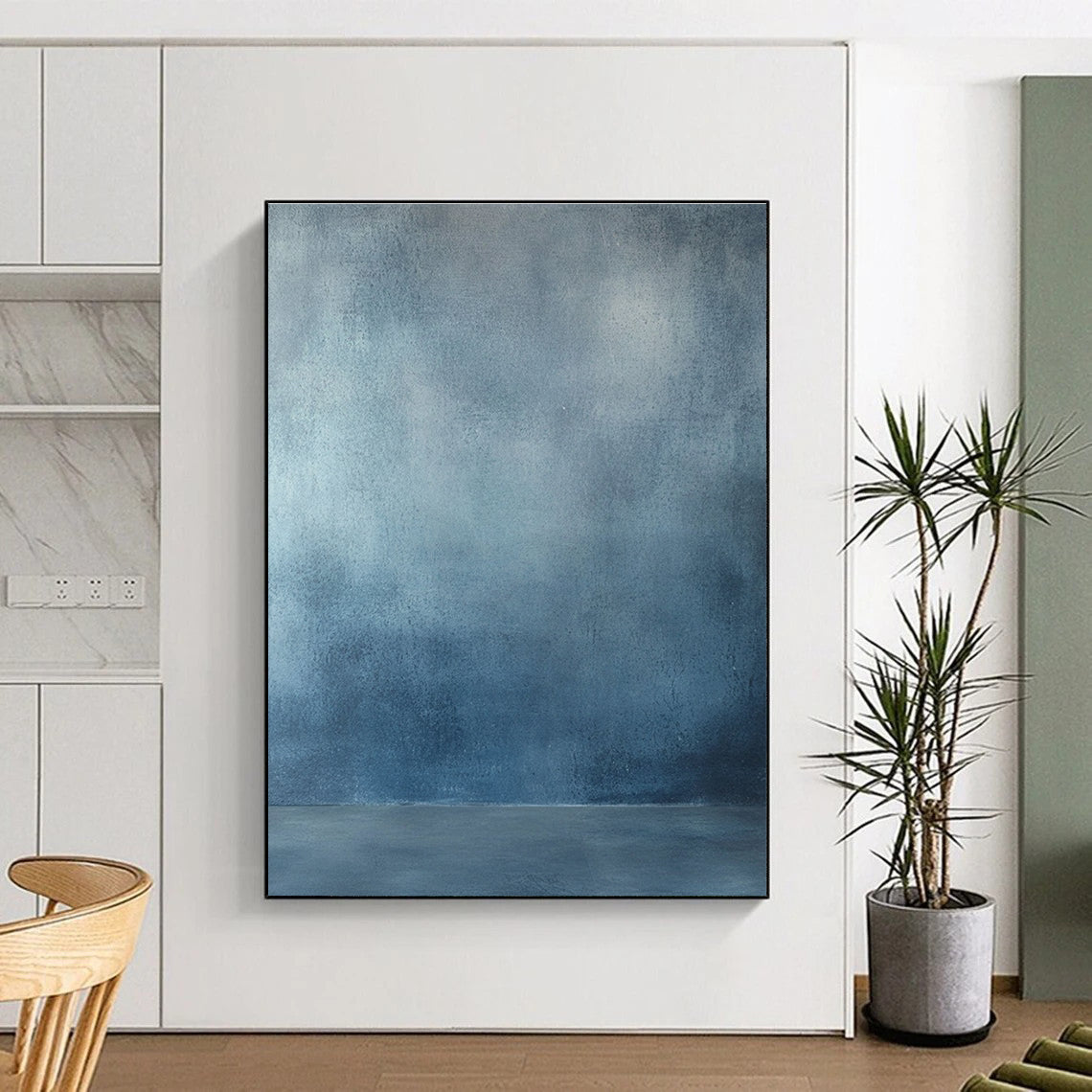 Blue - Gray Gradient Background Abstract Painting with Cool Calm WINK026