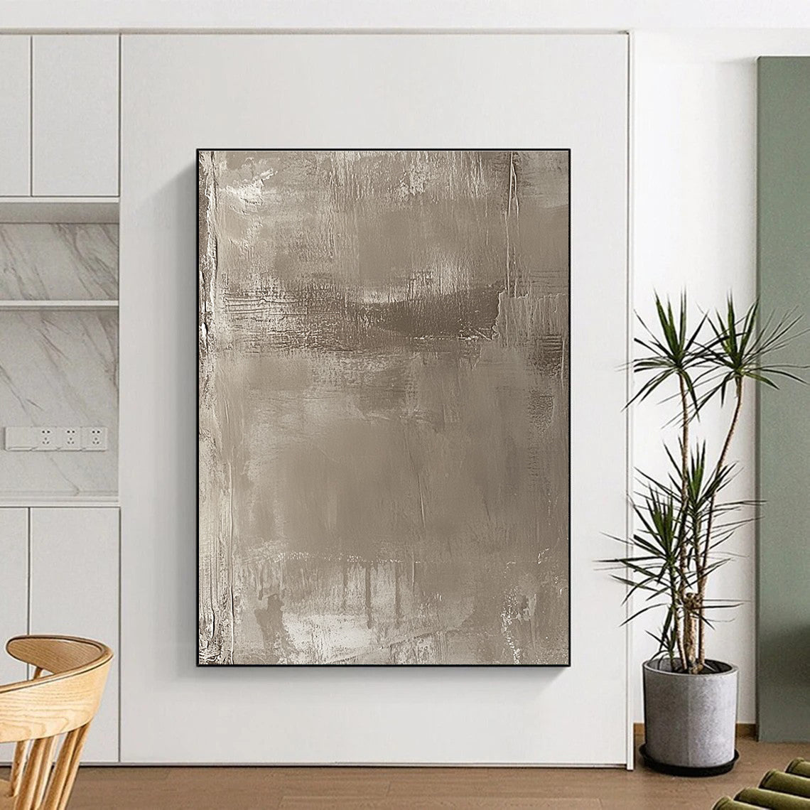 Beige Textured Layers Abstract Painting with Understated Sophistication WINK103