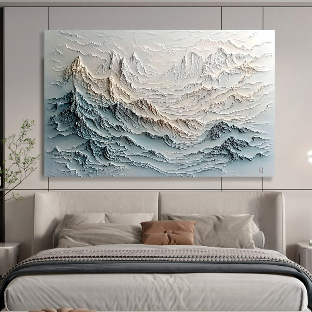 Intricate Textured Mountains Abstract Painting with Dramatic Detailing ABS620