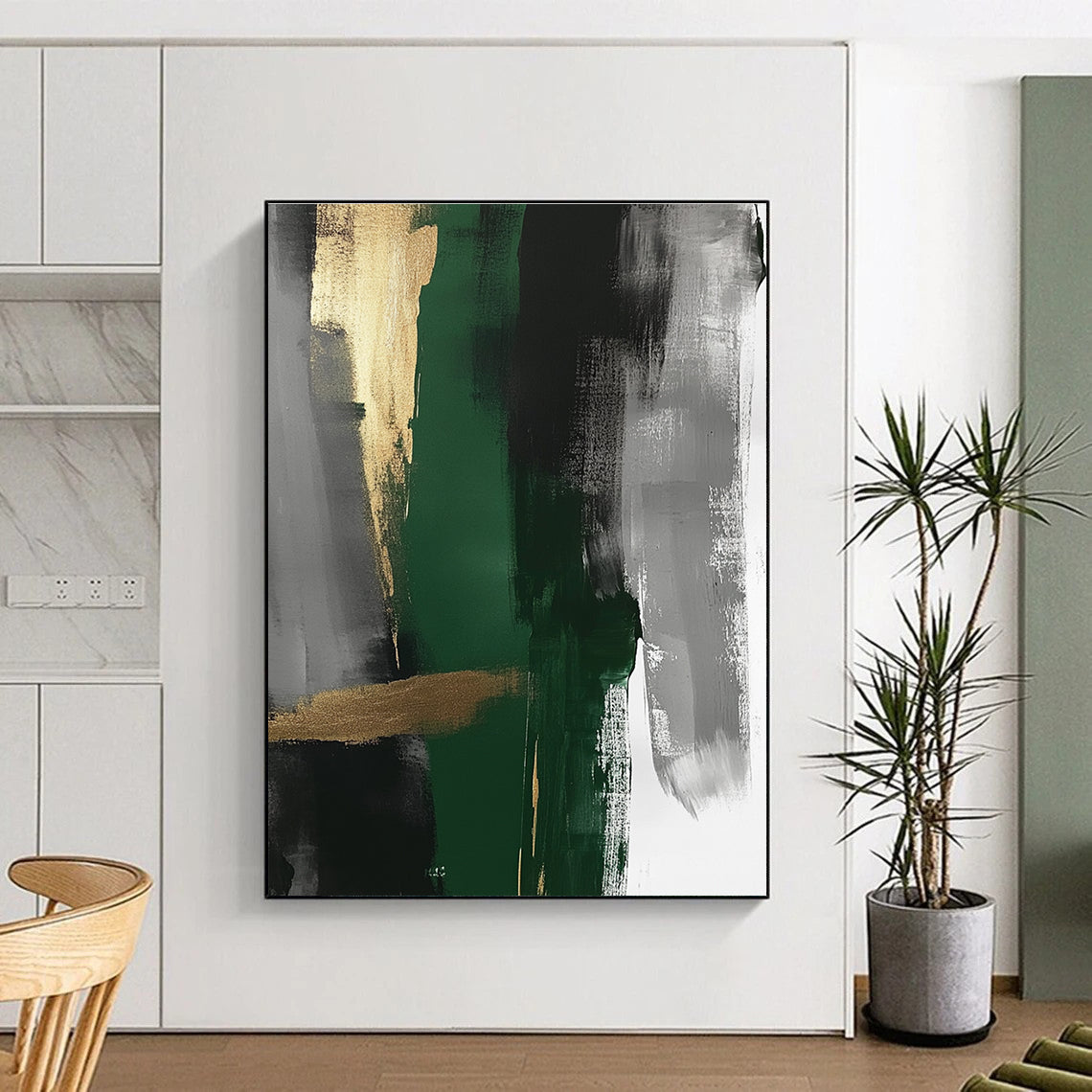 Green Gold Abstract Painting with Luxe Serenity WINK755