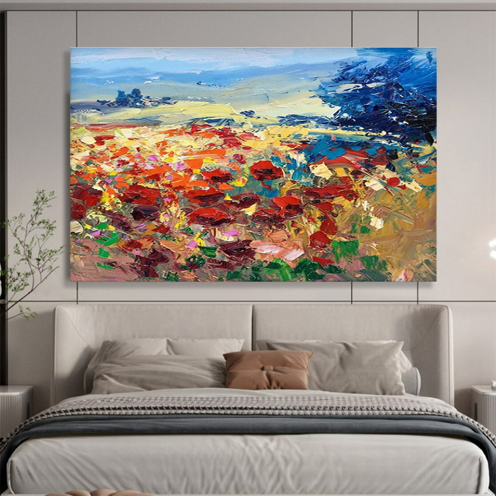 Vivid Poppy Field Abstract Painting for Art Galleries Focused on Nature YHT475