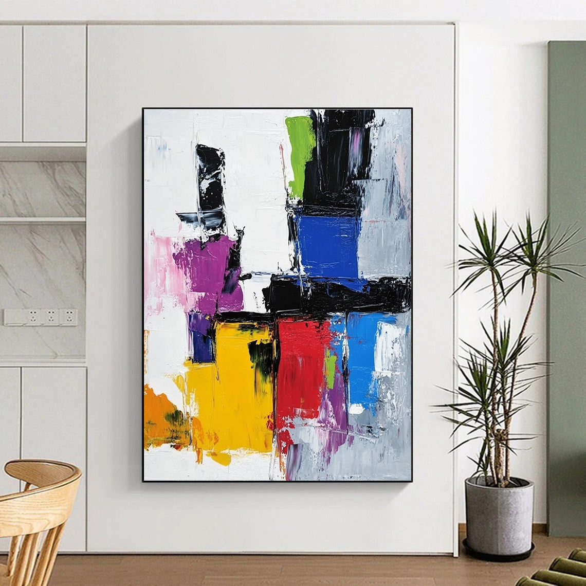 Bold Color Block Abstract Painting with Dynamic Edges WINK627