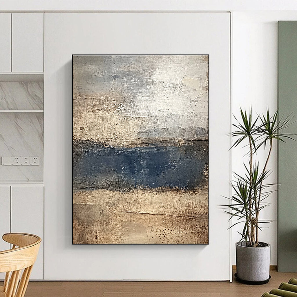 Beige Gray Blue Abstract Painting with Coastal Calm WINK454