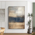 Beige Gray Blue Abstract Painting with Coastal Calm WINK454
