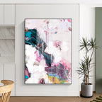 Pink - White Dripping Abstract Painting for Feminine - Styled Boutiques HENG192