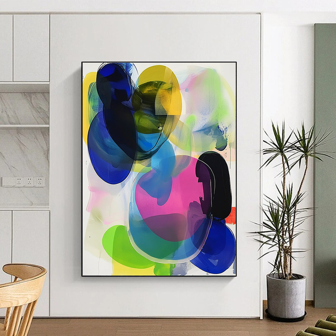 Colorful Translucent Abstract Painting with Layered Vibrancy WINK608