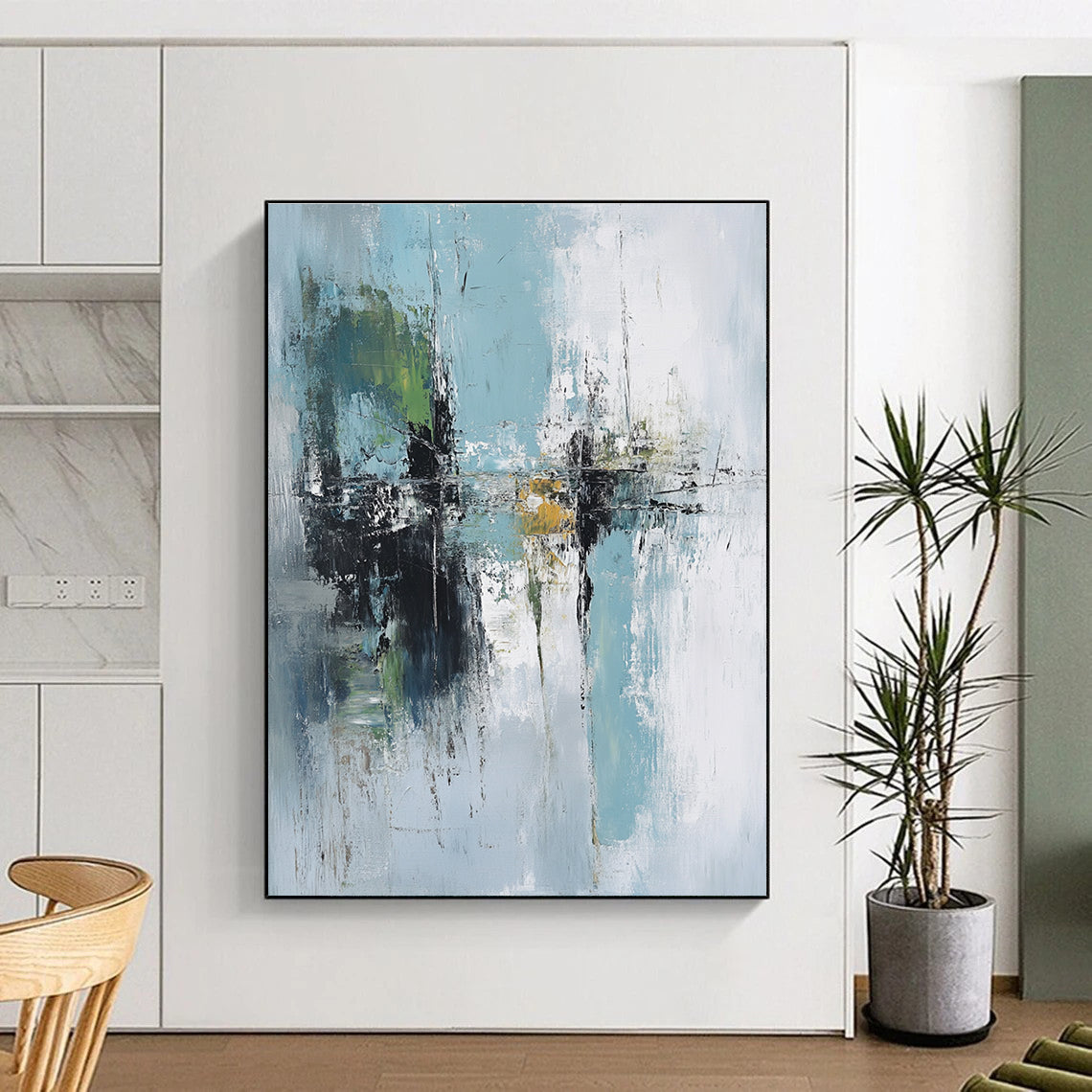 Blue Green Abstract Landscape Painting with Dreamy Atmosphere WINK758