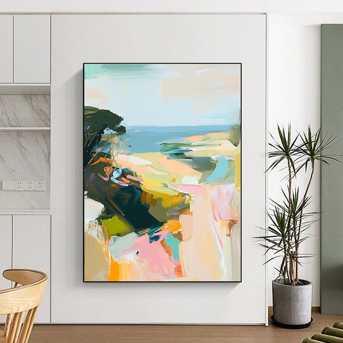 Pastel Coastal View - Soft Landscape Abstract Painting GAB0604
