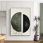 Split Circle Shapes Abstract Painting with Minimalist Geometry WINK131